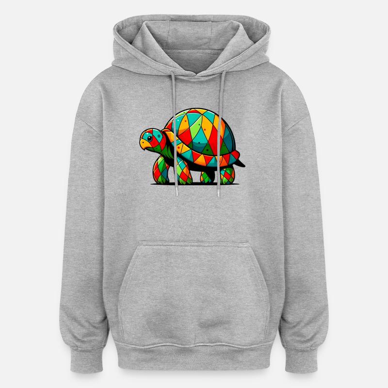Arlequin Tortue - Sweat à capuche oversize unisexe - gris chiné