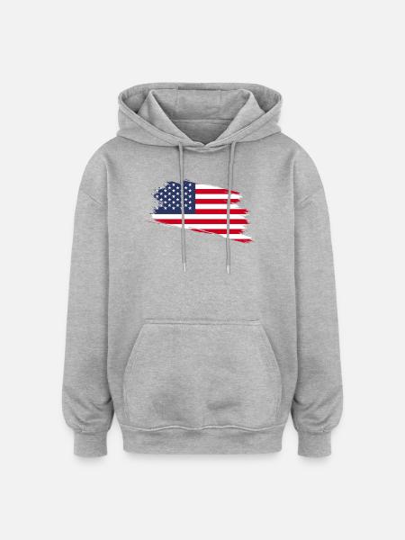États-Unis d’Amérique - Sweat à capuche oversize unisexe - gris chiné