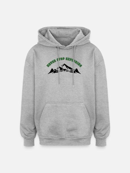 Never Stop Exploring - Oversized Unisex Hoodie - heather grey