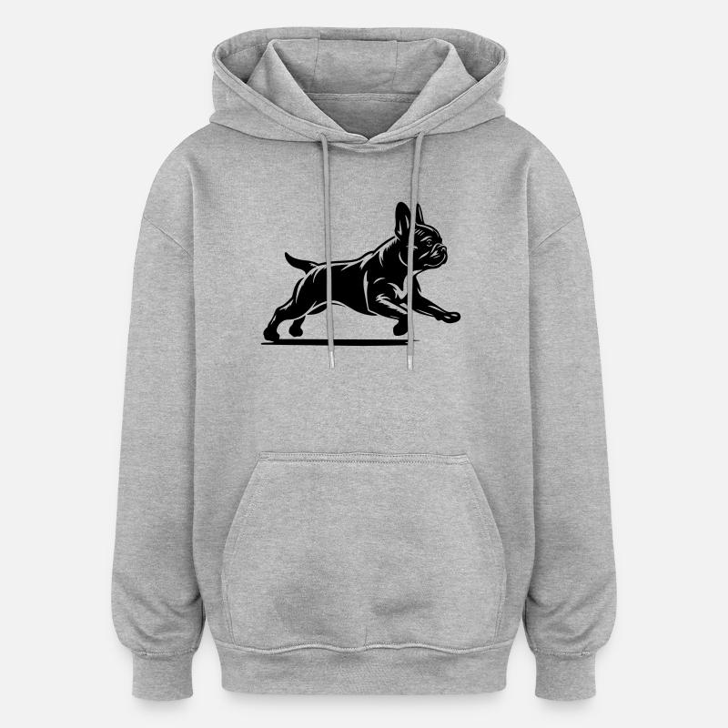 Bouledogue Français - Sweat à capuche oversize unisexe - gris chiné