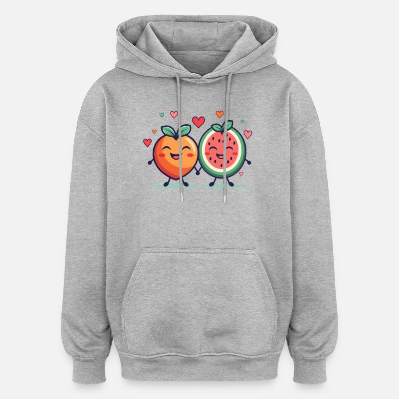 Fruchtige Leidenschaft, Liebe - Oversized Unisex Hoodie - Grau meliert
