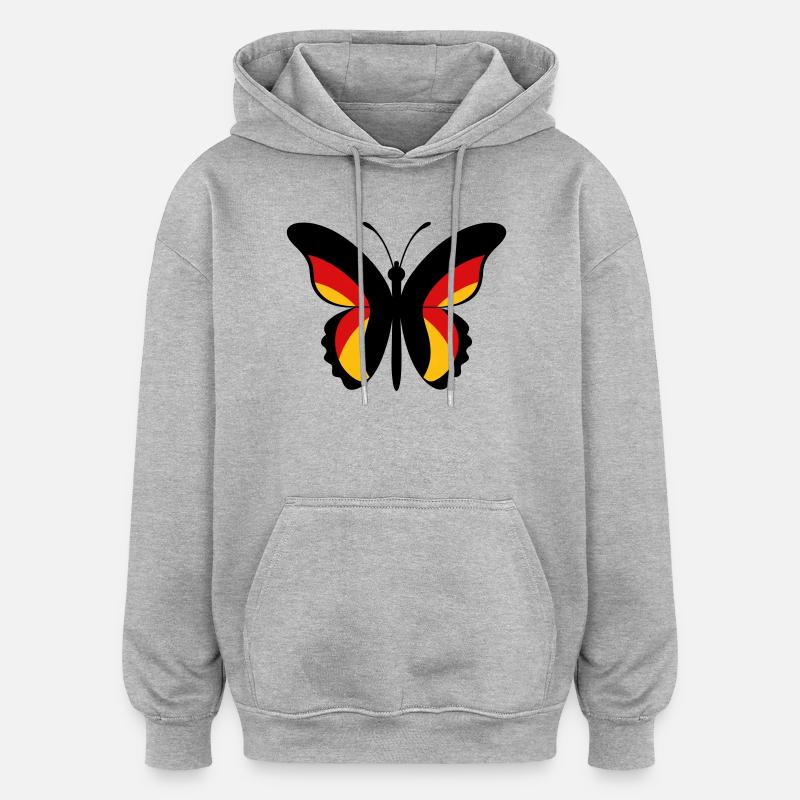 GER Papillon - Sweat à capuche oversize unisexe - gris chiné