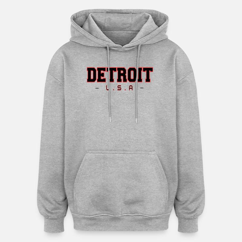 Conception de contours Detroit USA - Sweat à capuche oversize unisexe - gris chiné