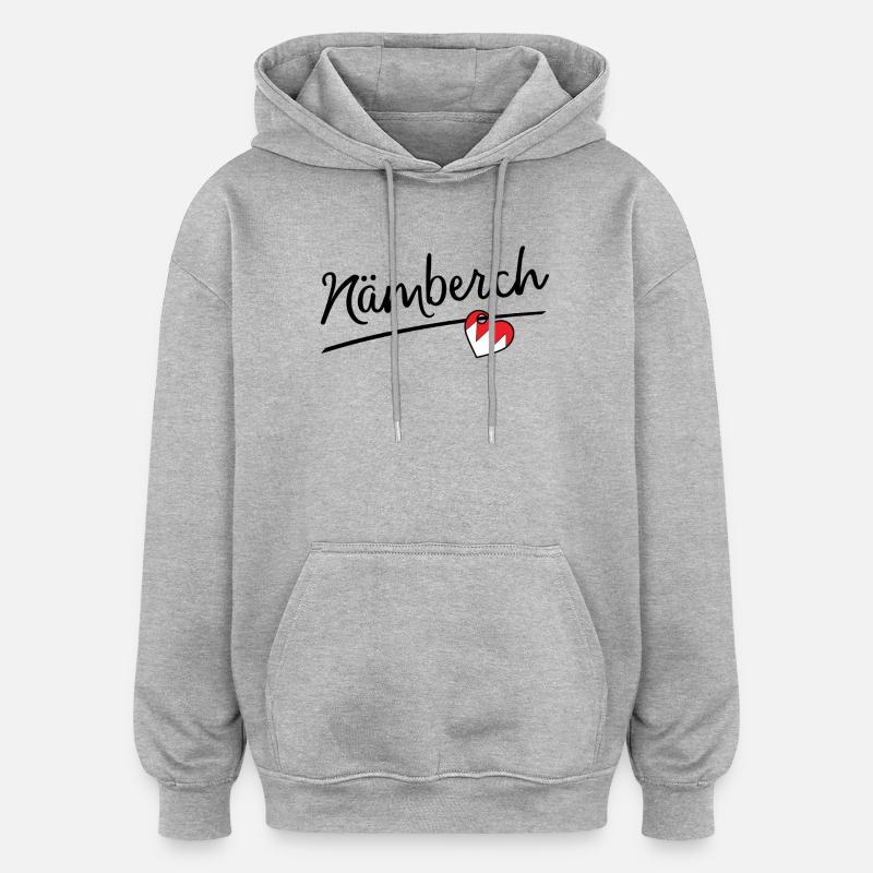 Nämberch - Sweat à capuche oversize unisexe - gris chiné