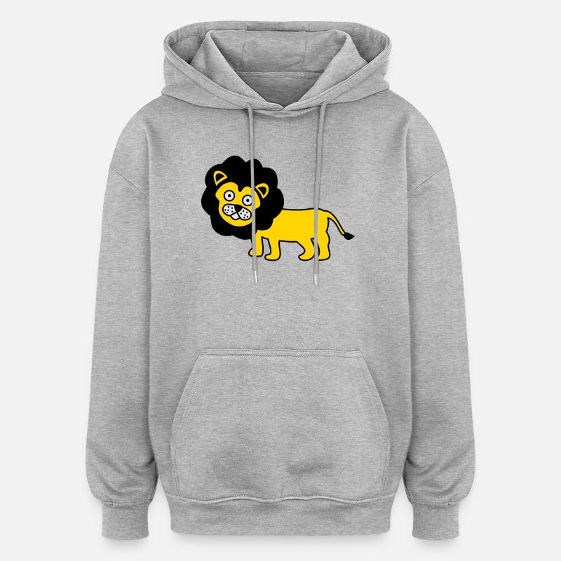 Löwe als Kinder Design - Oversized Unisex Hoodie - Grau meliert