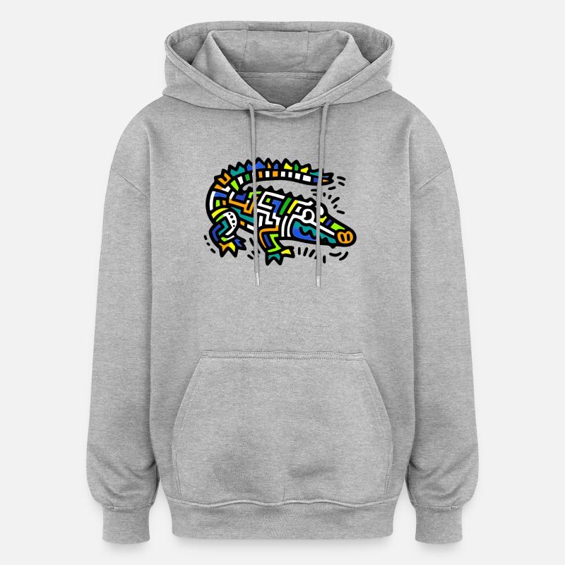 Alligator Crocodile - Sweat à capuche oversize unisexe - gris chiné