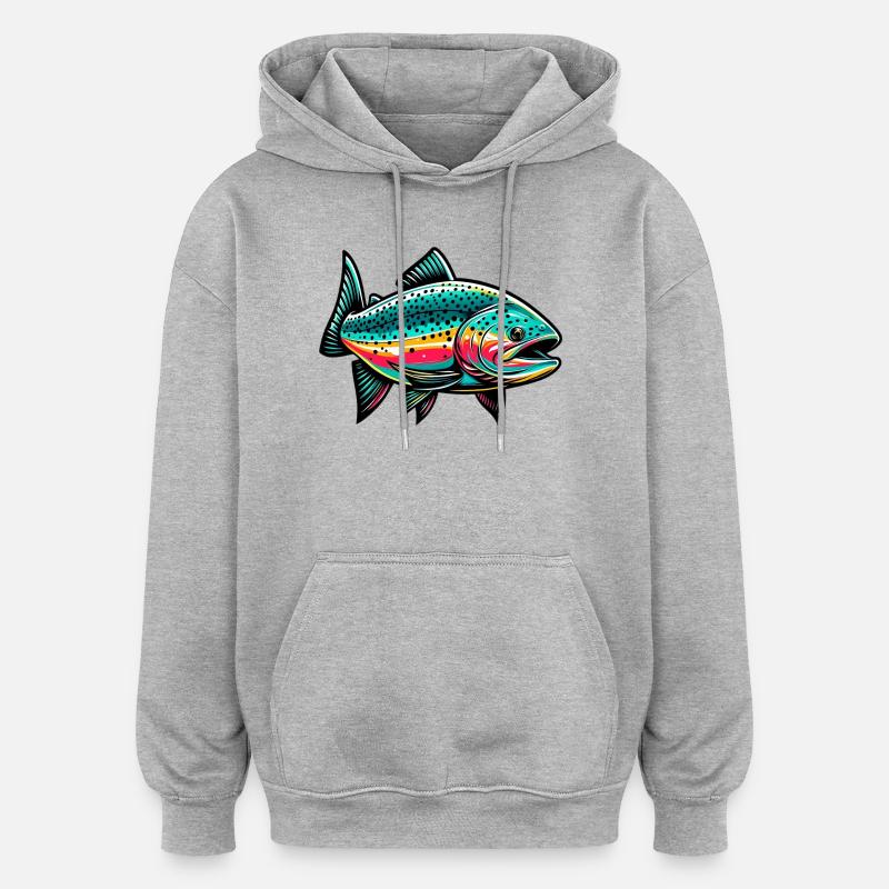 Saumon - Sweat à capuche oversize unisexe - gris chiné