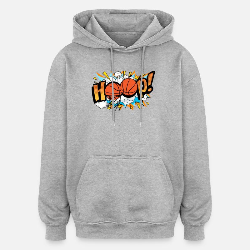 Hope ! Pop Art Explosion Basket - Sweat à capuche oversize unisexe - gris chiné