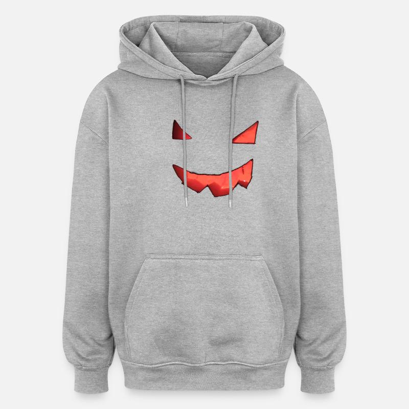 Visage de citrouille - Sweat à capuche oversize unisexe - gris chiné