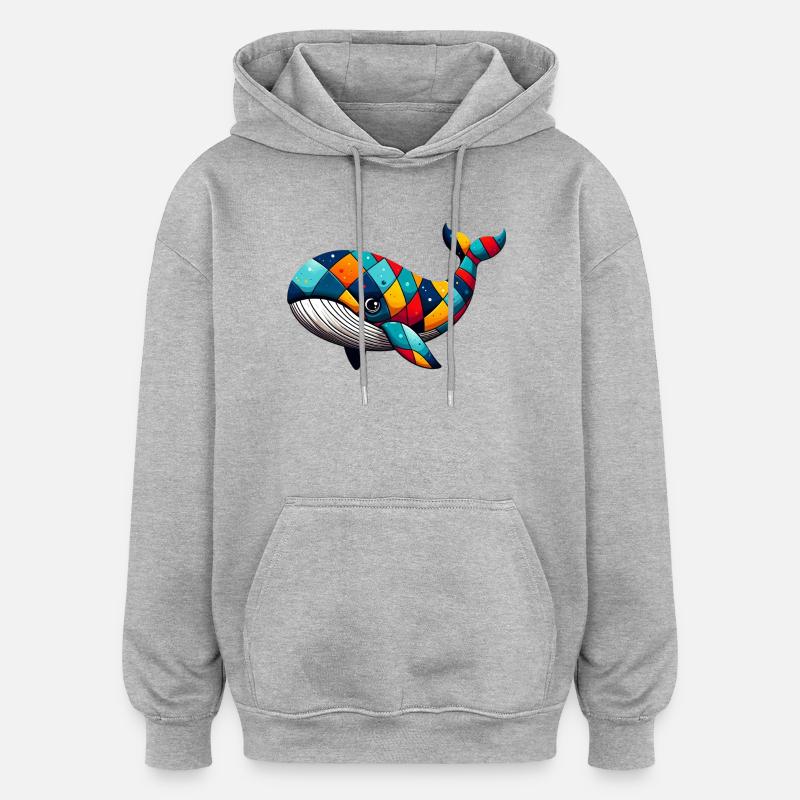 Harlekinwal - Oversized Unisex Hoodie - Grau meliert