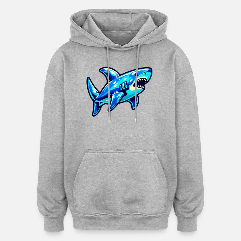 Requin - Sweat à capuche oversize unisexe - gris chiné