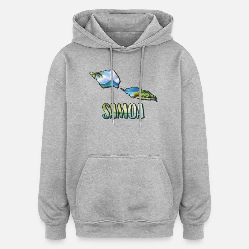 Carte aquarelle Samoa - Sweat à capuche oversize unisexe - gris chiné