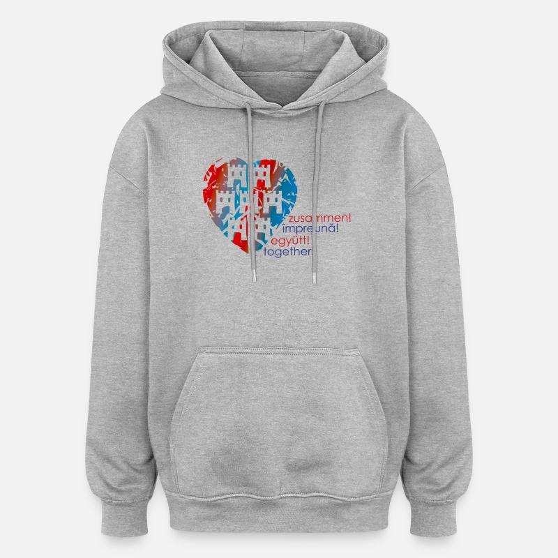 ensemble - Sweat à capuche oversize unisexe - gris chiné