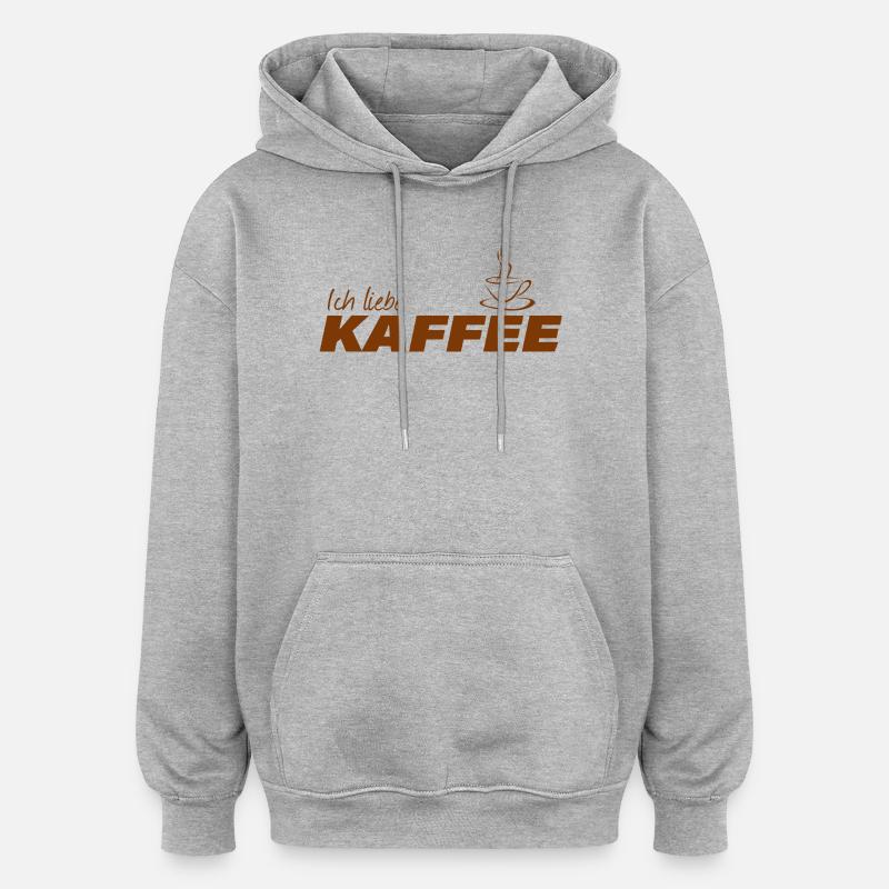 J’adore le café - Sweat à capuche oversize unisexe - gris chiné