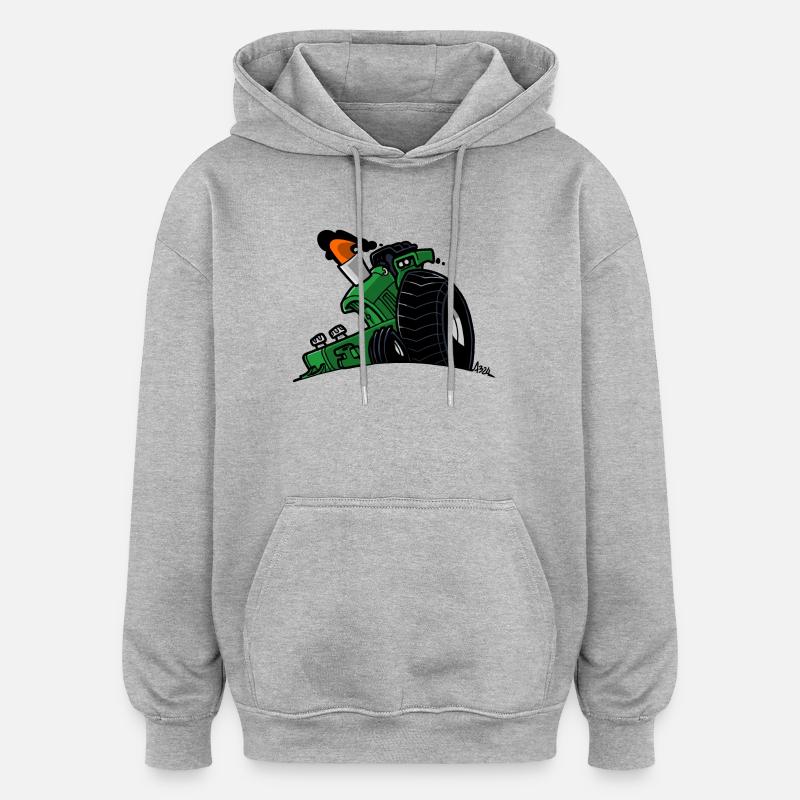 1292 DRAWSMALL VERT - Sweat à capuche oversize unisexe - gris chiné