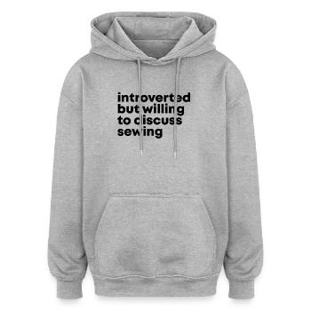 couture - Sweat à capuche oversize unisexe - gris chiné - Devant - Noah (186cm)