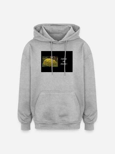 Streetwear j'aime le jaune - Sweat à capuche oversize unisexe - gris chiné