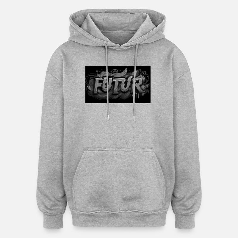 FUTUR - Sweat à capuche oversize unisexe - gris chiné