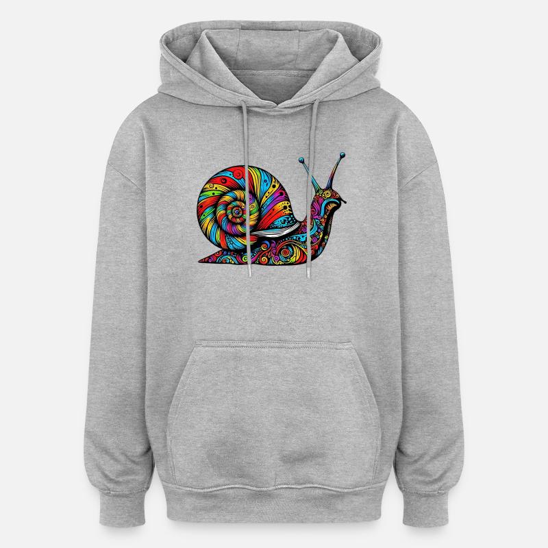 Escargot - Sweat à capuche oversize unisexe - gris chiné