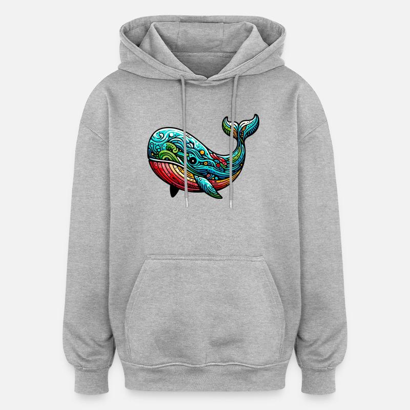Baleine - Sweat à capuche oversize unisexe - gris chiné