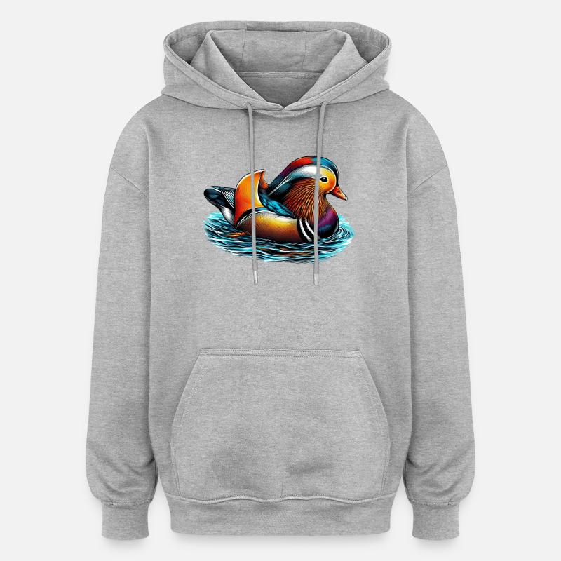 Mandarinente - Oversized Unisex Hoodie - Grau meliert