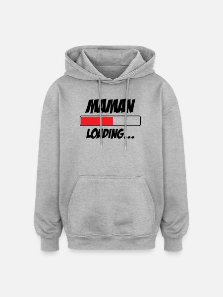Mom loading... Please Wait - Mother-to-be - Oversized Unisex Hoodie - heather grey