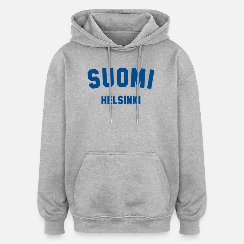 HELSINKI, Suomi, Finlande - Sweat à capuche oversize unisexe - gris chiné