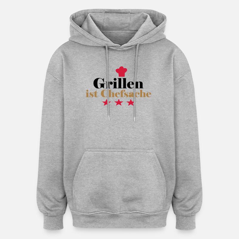 Grillen ist Chefsache - Oversized Unisex Hoodie - Grau meliert