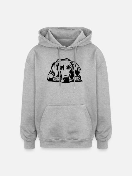 Weimaraner - Sweat à capuche oversize unisexe - gris chiné
