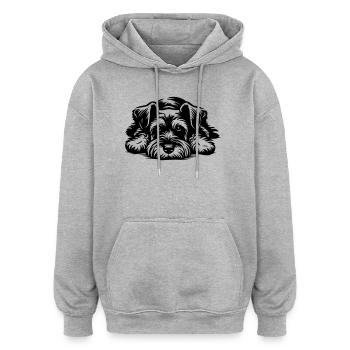 Zwergschnauzer - Oversized Unisex Hoodie - Grau meliert - Vorne - Noah (186cm)