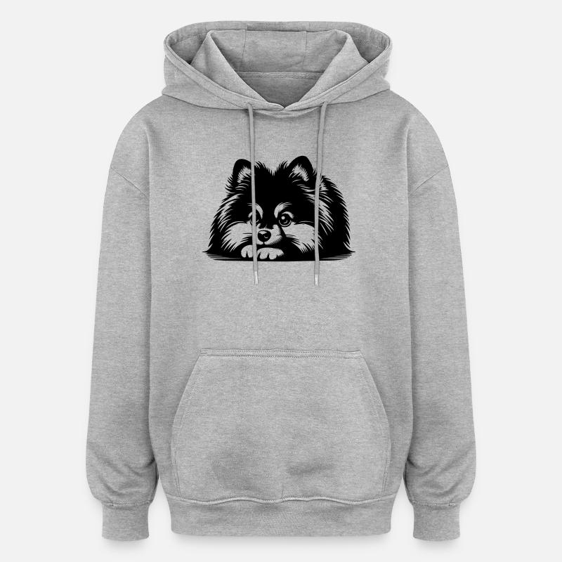 Tête de Poméranie avec pattes - Sweat à capuche oversize unisexe - gris chiné