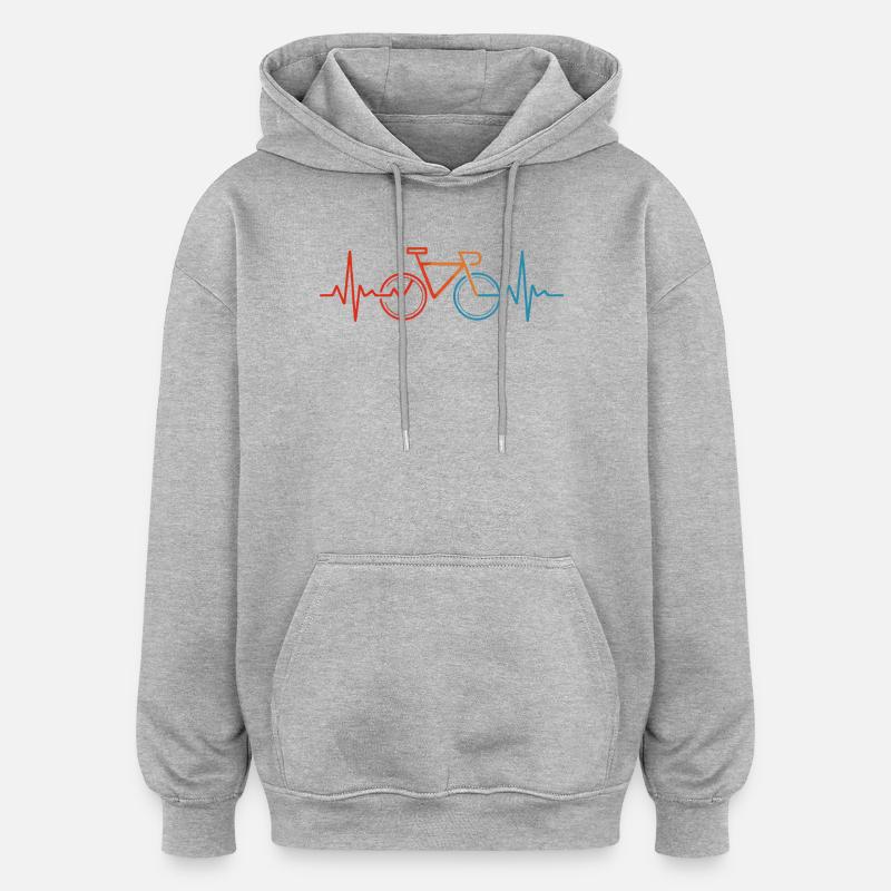 Rythme cardiaque du cyclisme - Sweat à capuche oversize unisexe - gris chiné