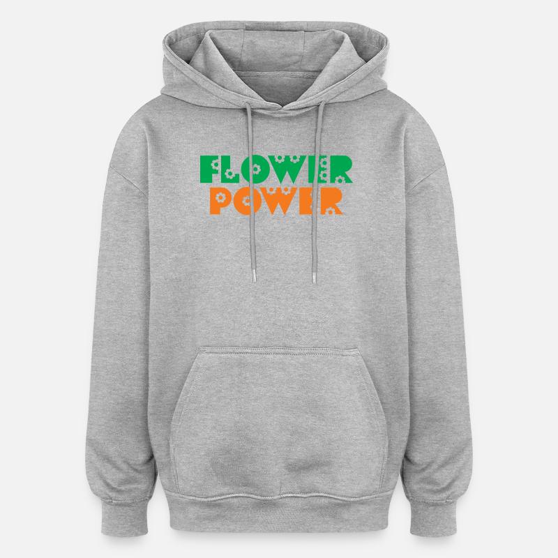 Fleur Enfant Hippie - Sweat à capuche oversize unisexe - gris chiné