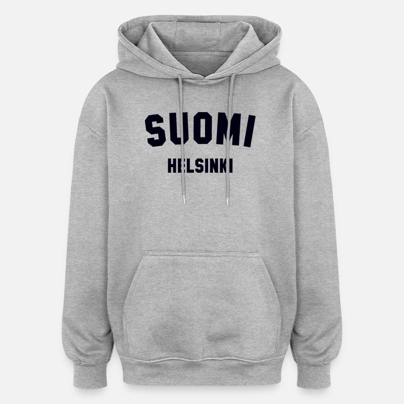HELSINKI, Suomi, Finlande - Sweat à capuche oversize unisexe - gris chiné