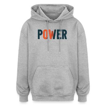 Conception typographique puissante dans des couleurs contrastées - Sweat à capuche oversize unisexe - gris chiné - Devant - Noah (186cm)