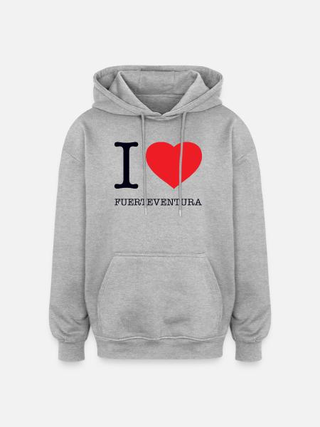 J’ADORE FUERTEVENTURA - Sweat à capuche oversize unisexe - gris chiné
