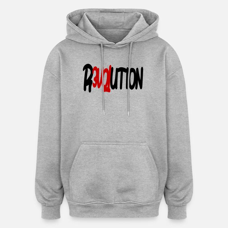 Révolution - Amour - Sweat à capuche oversize unisexe - gris chiné