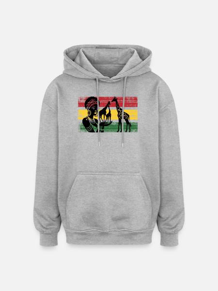 African giraffes in the panorama - Oversized Unisex Hoodie - heather grey