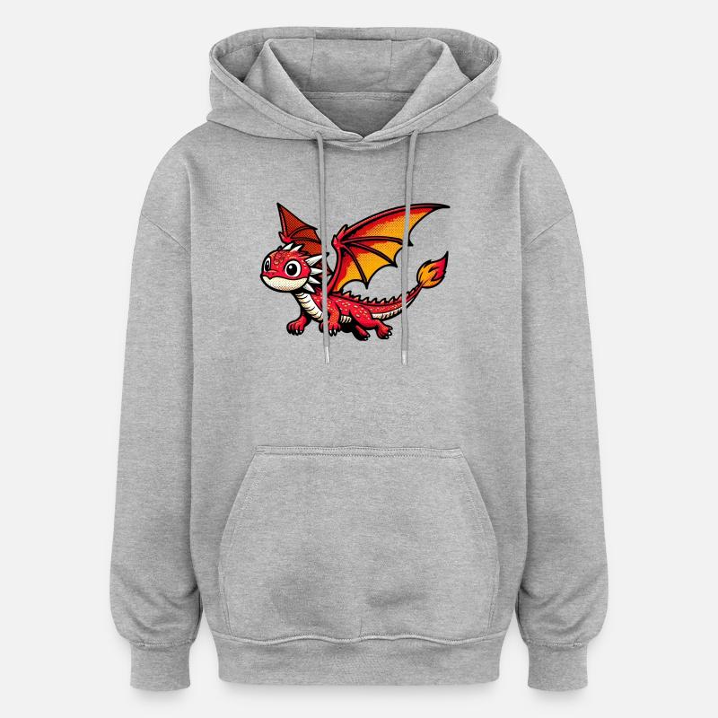 Drache - Oversized Unisex Hoodie - Grau meliert