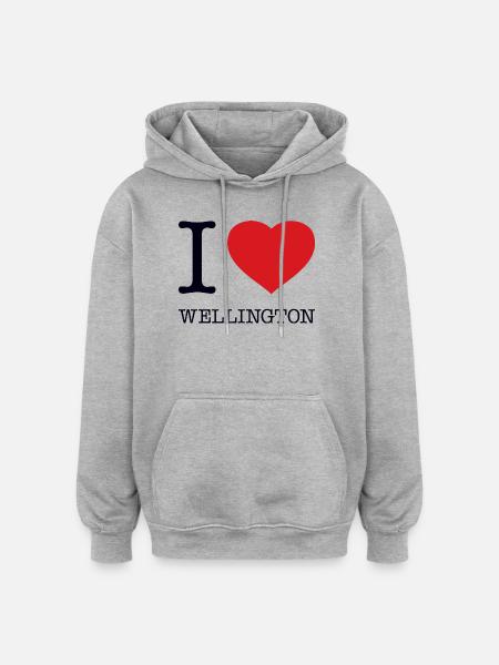I LOVE WELLINGTON - Oversized Unisex Hoodie - heather grey