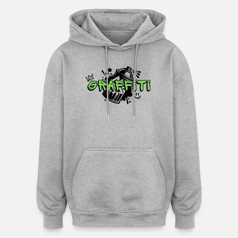 Graffiti - Sweat à capuche oversize unisexe - gris chiné