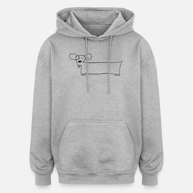 01 Hündchen Lang - Oversized Unisex Hoodie - Grau meliert