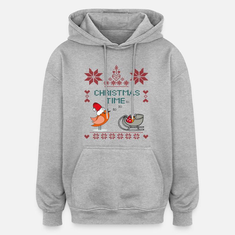 Période de Noël - Sweat à capuche oversize unisexe - gris chiné
