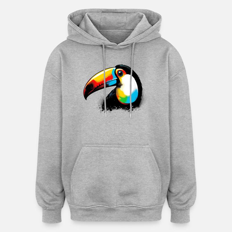 Toucan - Sweat à capuche oversize unisexe - gris chiné