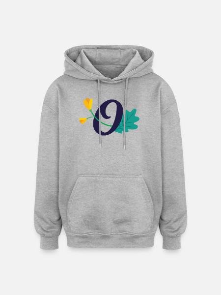 Elegant letter 'O' with flowers - Oversized Unisex Hoodie - heather grey