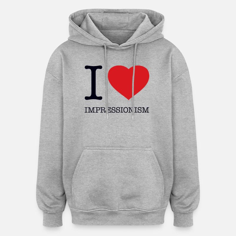 J’AIME IMPRESSIONSIM Impressionnisme - Sweat à capuche oversize unisexe - gris chiné