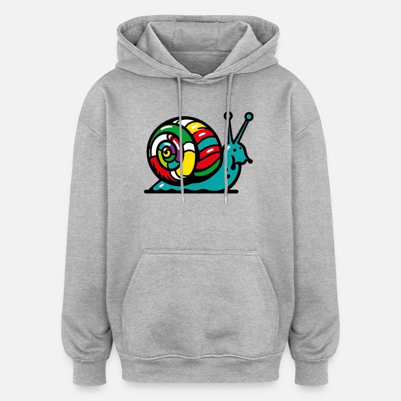 Escargot - Sweat à capuche oversize unisexe - gris chiné