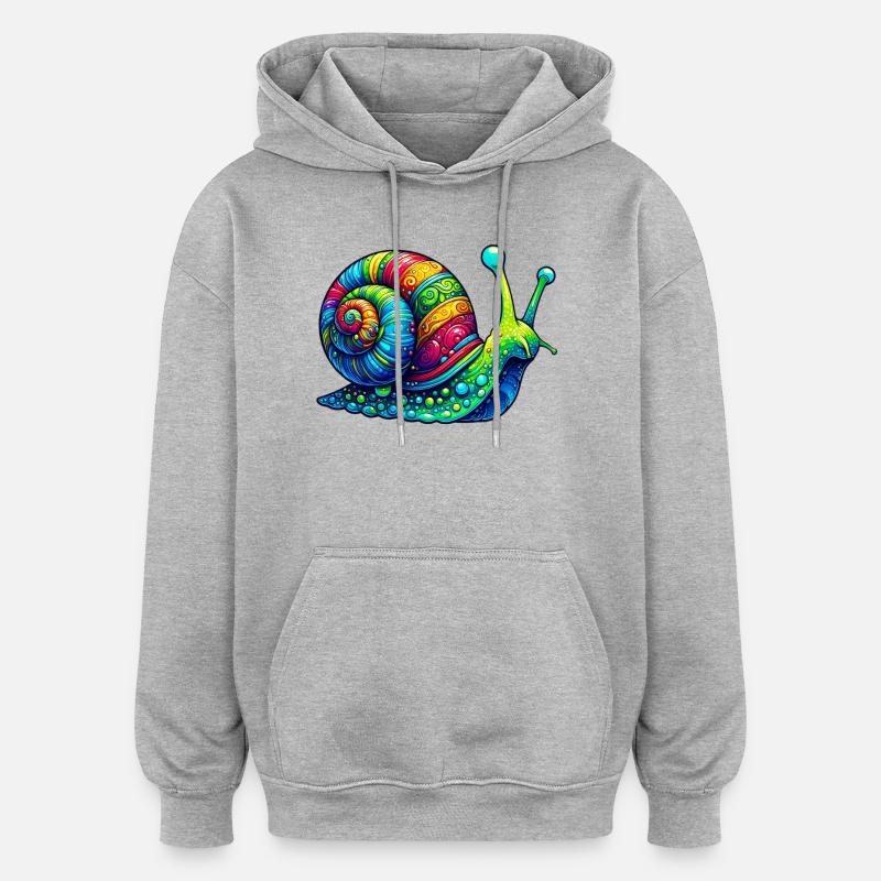 Escargot - Sweat à capuche oversize unisexe - gris chiné