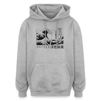 die große Welle vor Kanagawa Japan - Oversized Unisex Hoodie - Grau meliert - Vorne - Noah (186cm)