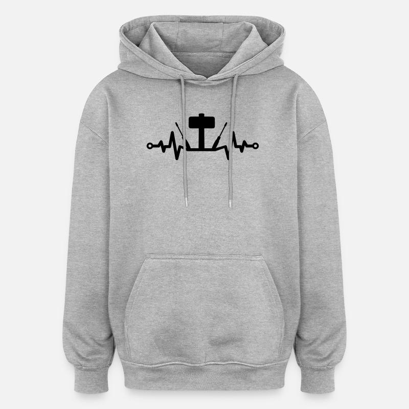 Tool Heartbeat – Hammer and Screwdriver - Oversized Unisex Hoodie - heather grey
